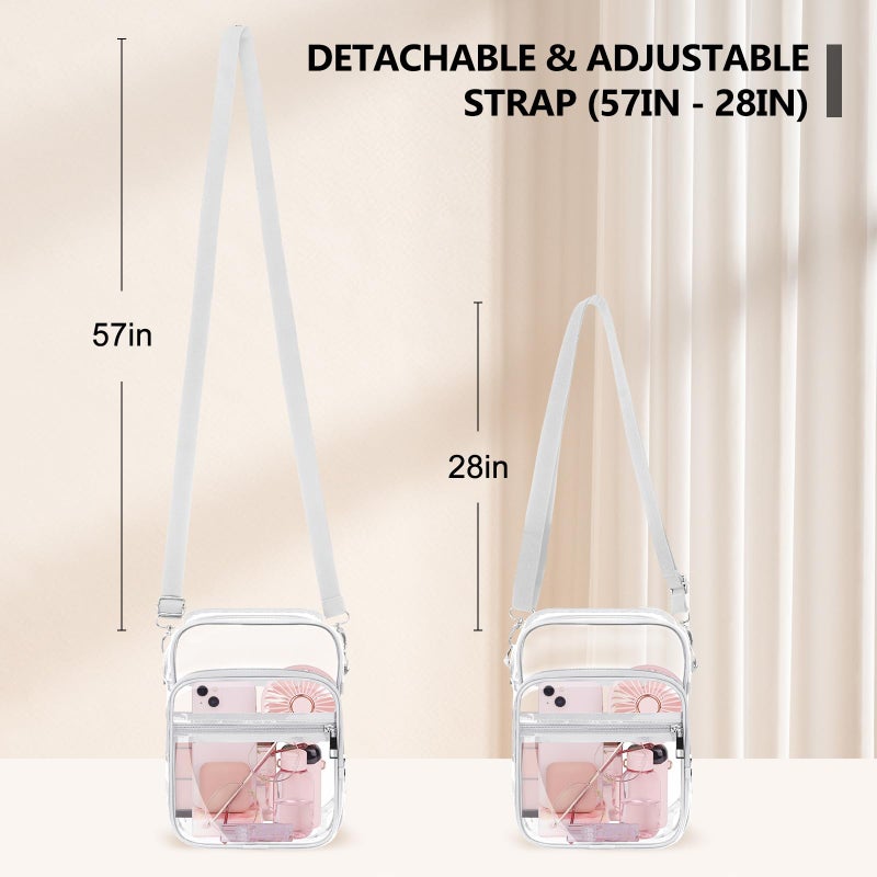 Blvornl Clear Crossbody Bag with Adjustable Shoulder Strap, White-small - Image 2